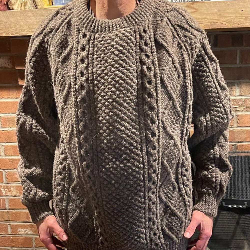 Hand-knit Irish sweater, Dark brown